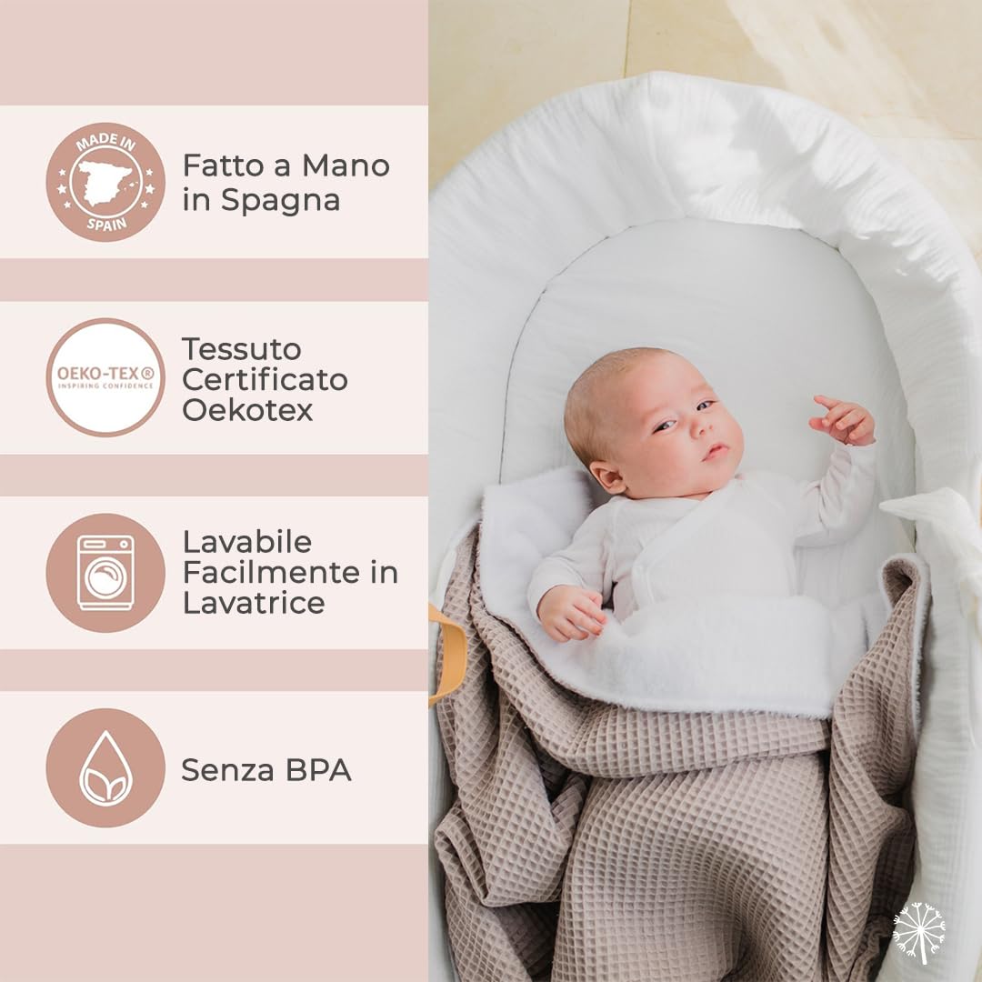 MIMUSELINA Copertina Neonato Invernale in Cotone | Coperta Invernale Neonato 70x90cm Calda e Morbida | Coperta Lettino e Culla Avvolgi Bambino | Ideale per Inverno e Mezze Stagioni | Waffle Taupe