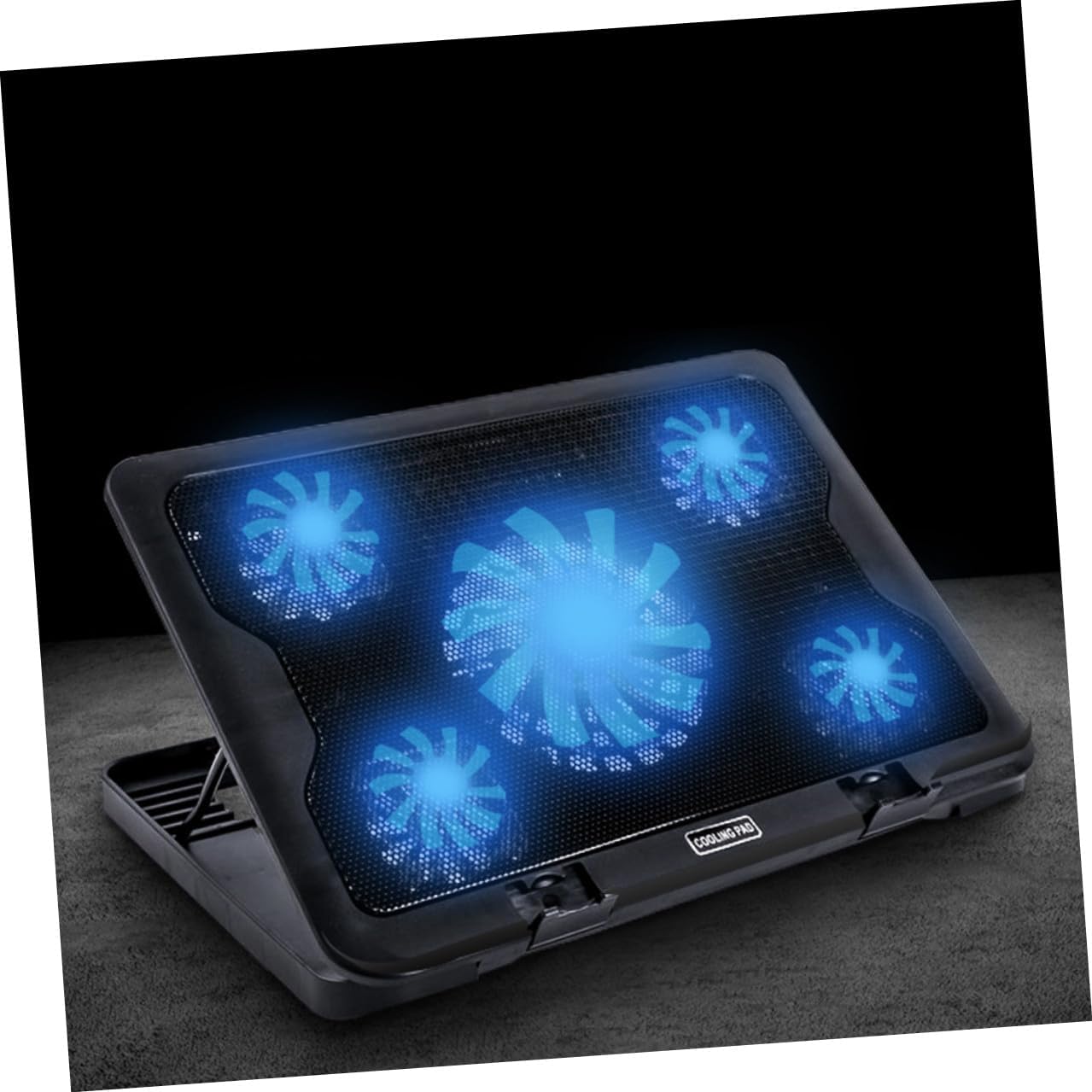 Homoyoyo Laptop Cooling Base with 5 Fans Cooler USB Powered Heatsink, Adjustable Multi-Angle Stand for Notebooks and Gaming Laptops, Black Cooling Device for Overheating Protection