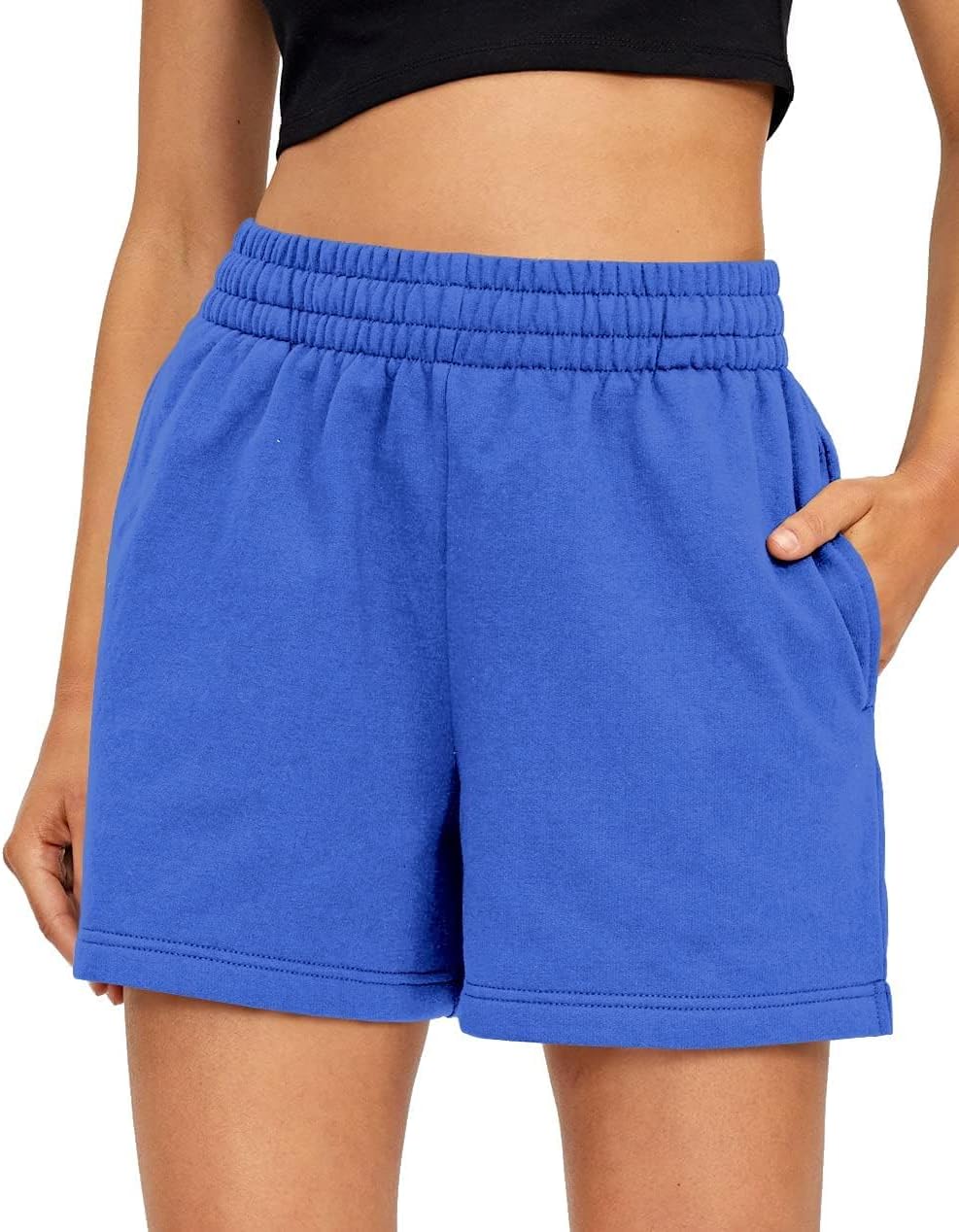 AUTOMET Women‘s High Waist Sweat Shorts with Drawstring & Pockets, Comfy Running Yoga Shorts for Summer Casual