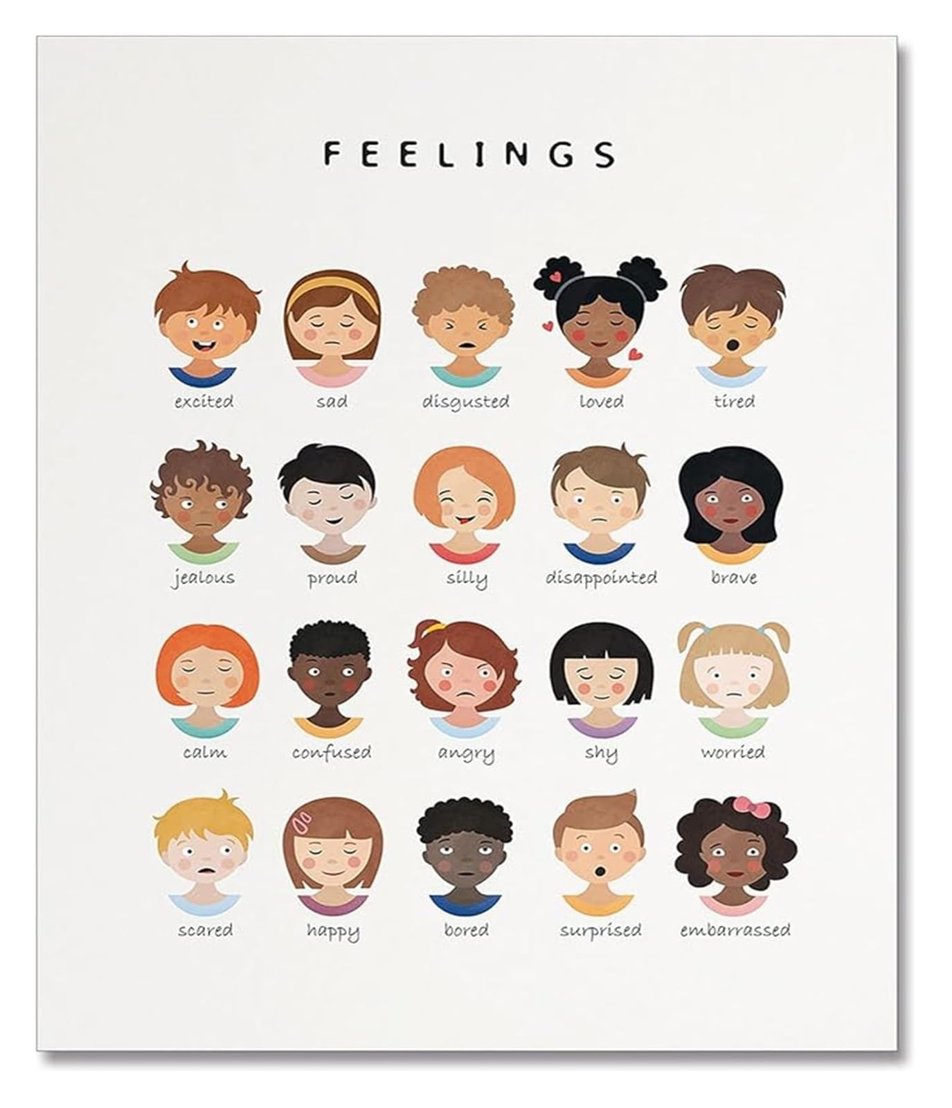 SSOPTMCB Classroom Decor Feelings Chart Emotions Poster For Mental Health Awareness Calm Corner(Unframed,16x24inch(40x60cm))