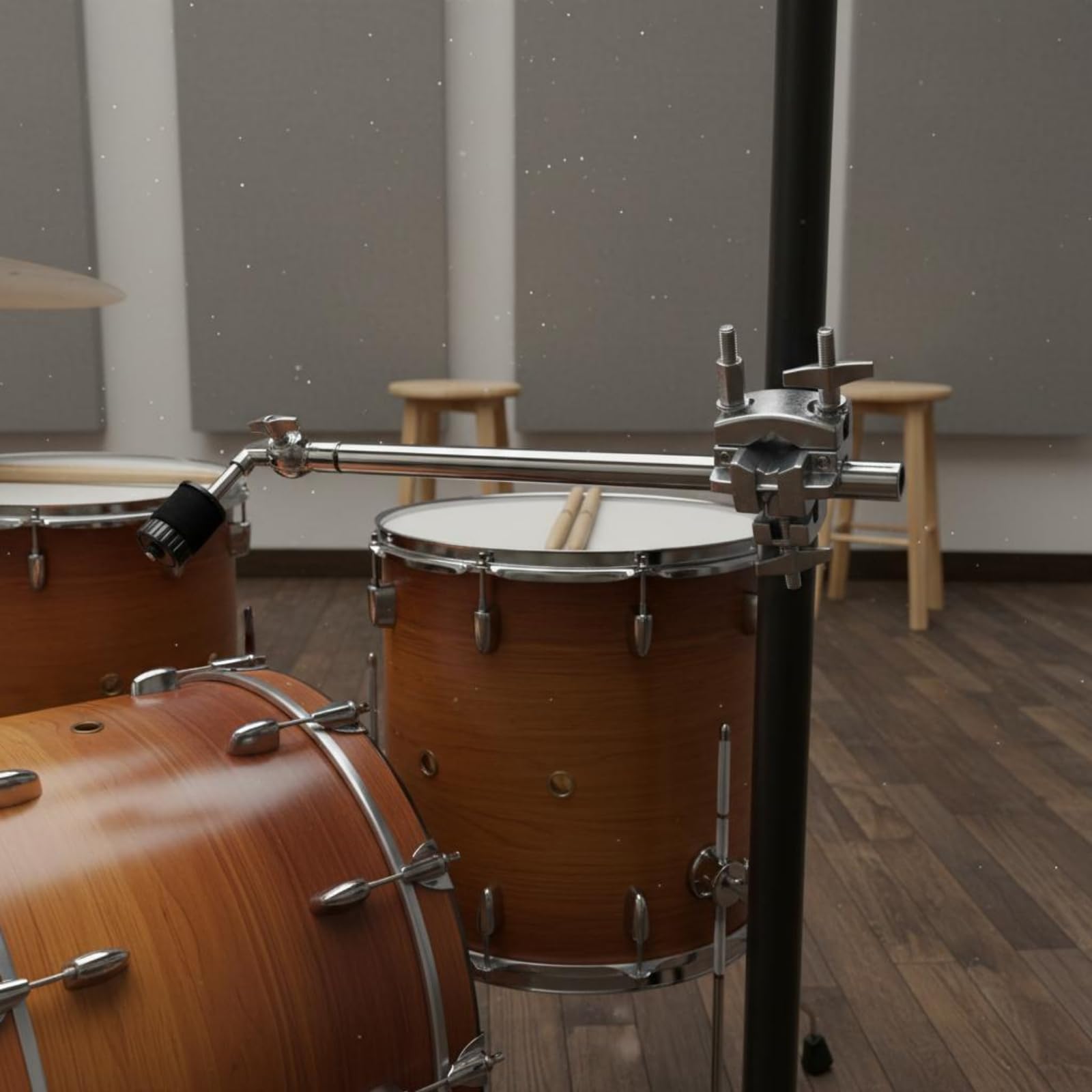 predolo Soporte de Platillo Semitriple Multifuncional Abrazadera de Platillo con Llave Metálico Equipo Musical para Bateristas, Ensayo , Brazo De Platillo Recto Largo Con Abrazadera Multifunción