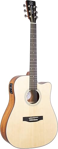 Miniatura 2 de Stretton - Guitarra acústica electroacústica Dreadnought Cutaway con una pastilla eléctrica Active EQ y afinador cromático integrado, incluye una