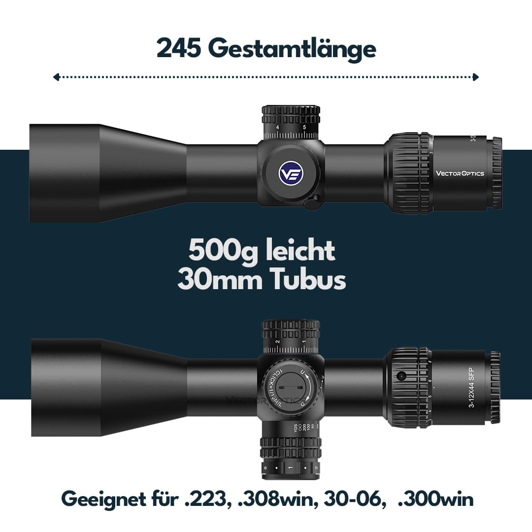 Vector Optics SCOM-41 Veyron 10x44 SFP - Cannocchiale per sport, airsoft e caccia, fucile ad aria compressa, mirino bersaglio, cannocchiale per fucile, scopa rifle