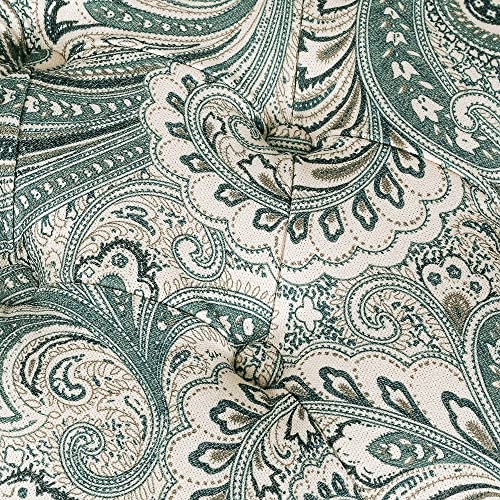 Adeco-20-Tufted-Ottoman-Vanity-Ottoman-Stool-with-Sturdy-Wood-Legs-Mid-Century-Teal-Boho-Paisley-Floral-Faux-Linen-Upholstered-Foot-Rest Adeco 20 Tufted Ottoman Vanity Ottoman Stool with Sturdy Wood Legs Mid Century Teal Boho Paisley Floral Faux Linen Upholstered Foot Rest