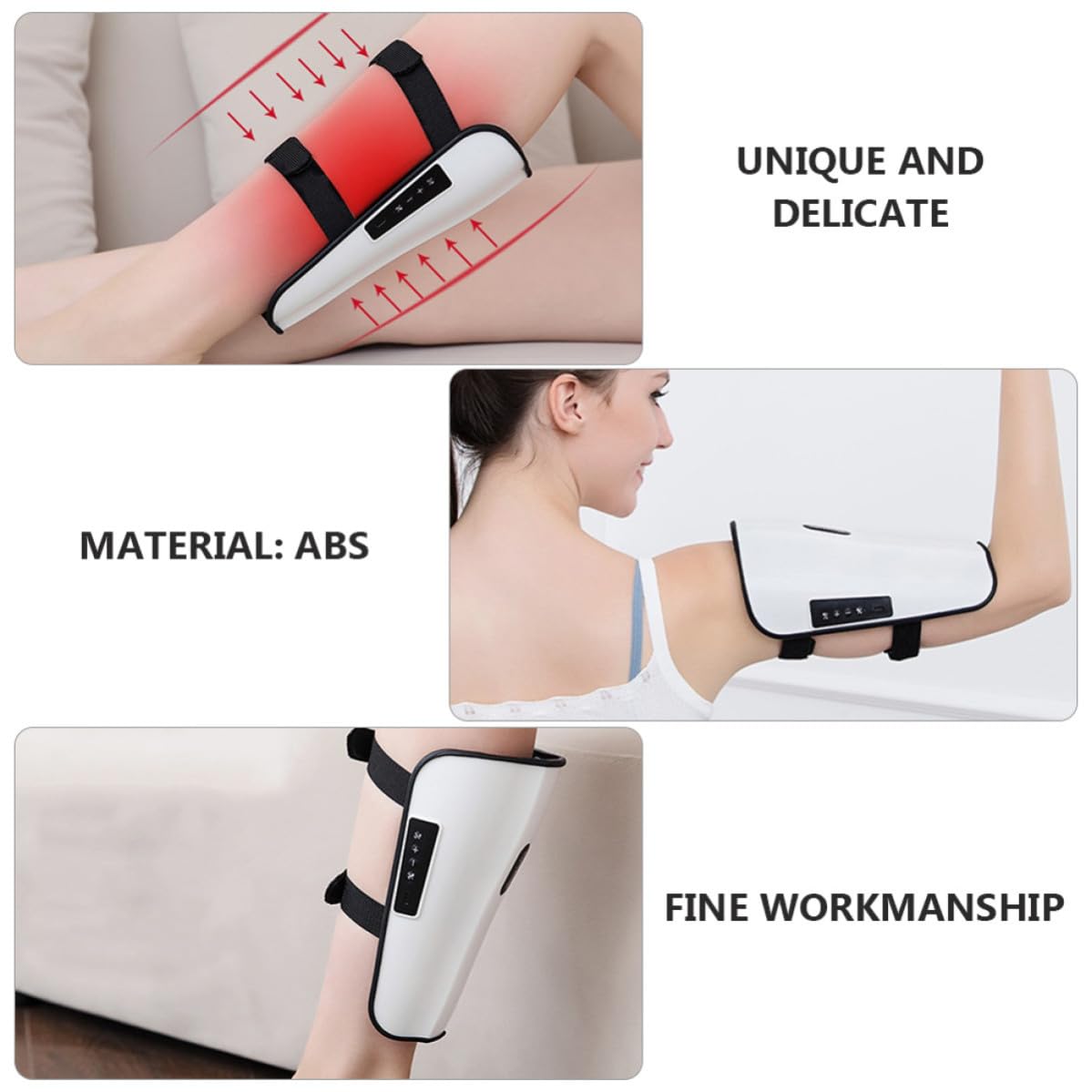 Masajeador de Brazos y Piernas Eléctrico Blanco Función de Mejorar la Circulación, Material Abs, Batería 800mah, Adecuado para Uso en Casa y Relajación Muscular