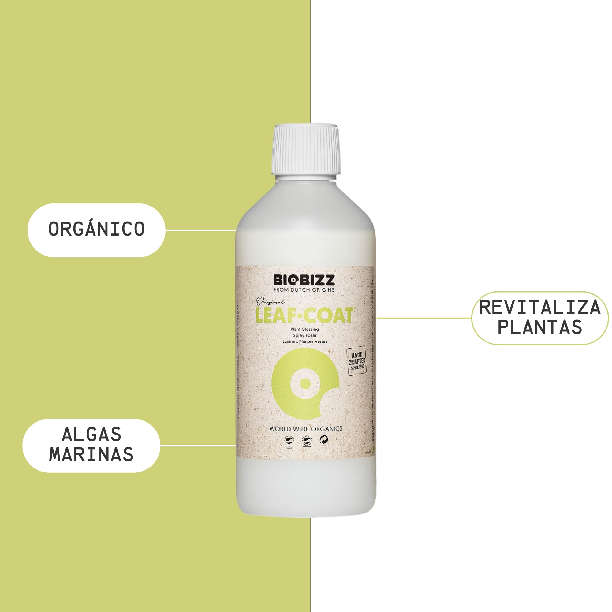 GROWMANIA Leaf Coat de BioBizz 500 ml + échantillon Boost Up Nutrients + Verre doseur | Protection foliaire organique pour jardins urbains | Protection contre les facteurs environnementaux
