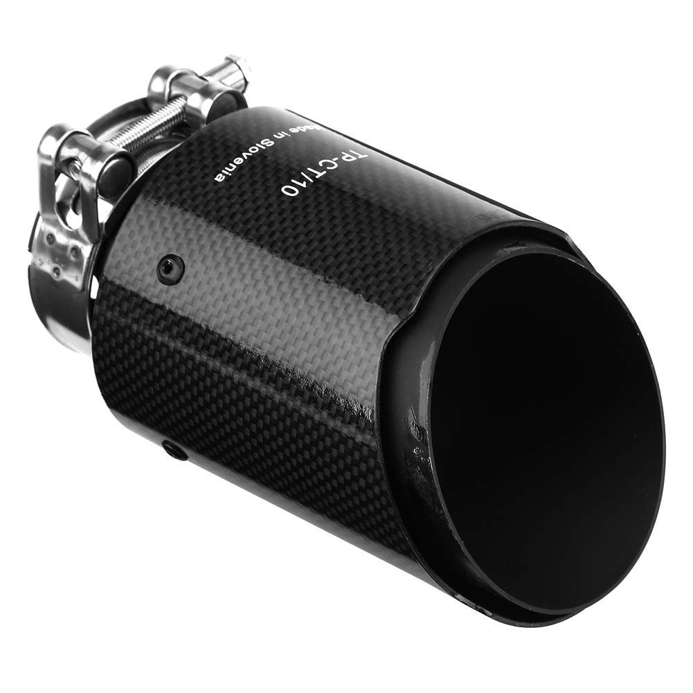 1 Stück Auto Edelstahl & Kohlefaser Auspuffrohr Schalldämpfer Endspitze Endrohr für die meisten Autos mit 60 mm Rohrdurchmesser