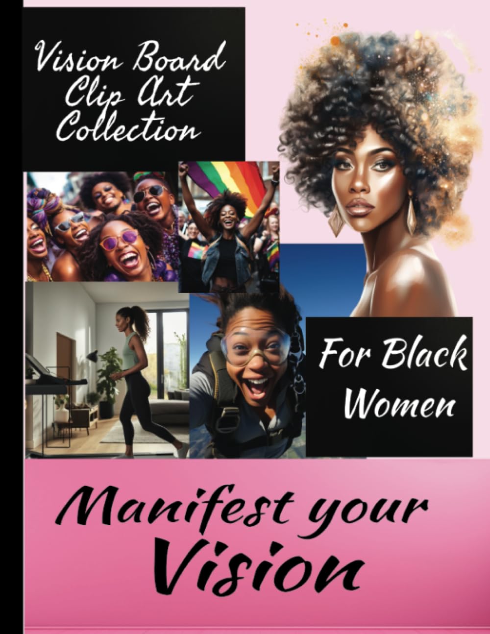 Clip art vision board pour femmes noires kit de manifestation créatif