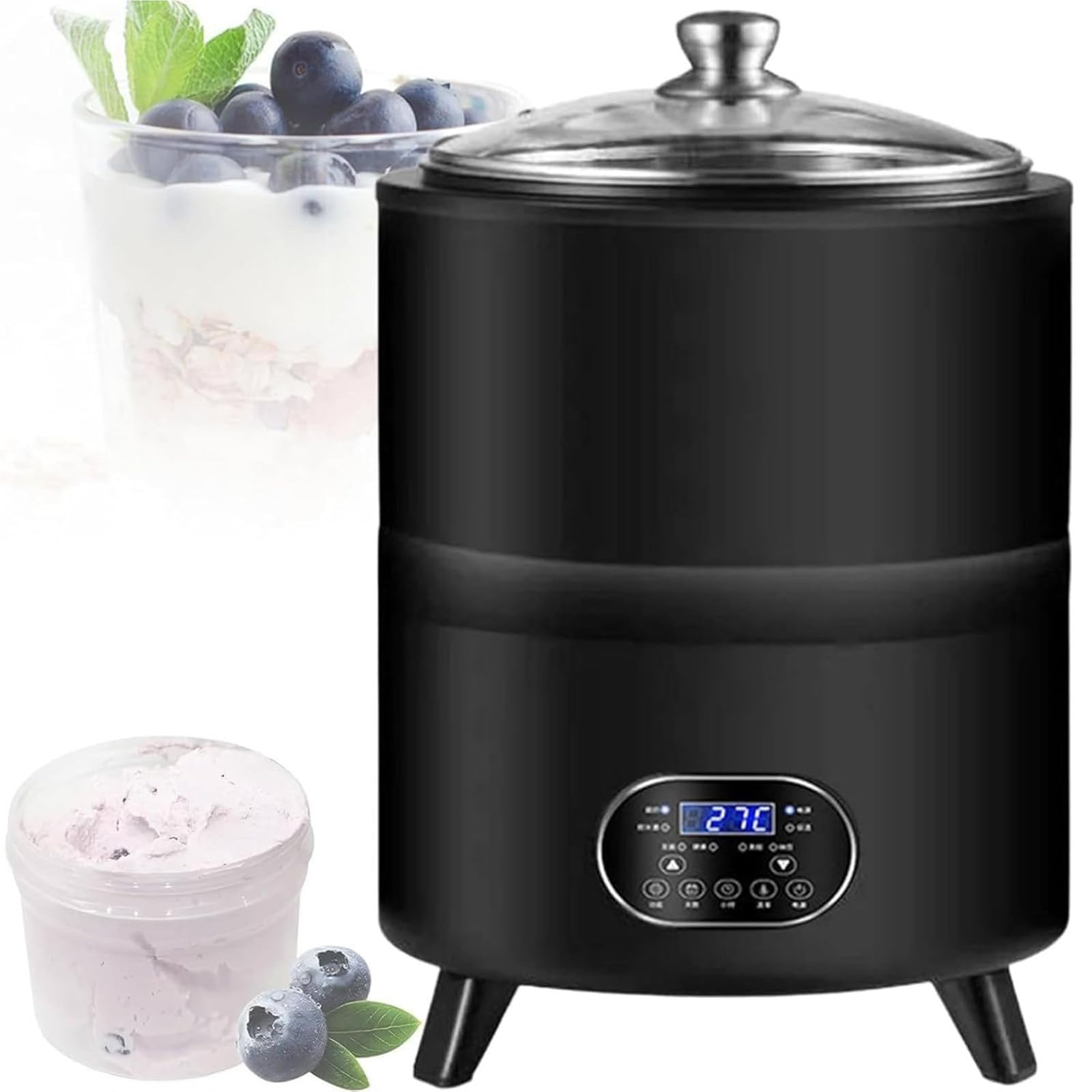 8L/12L Commercial Yogurt Maker, Automatic Yogurt Fermentation Machine, Smart Constant Temperature Yogurt Machine, With Time And Temperature Control, For Fruit Vinegar, Yogurt, Rice Wine Black-8L