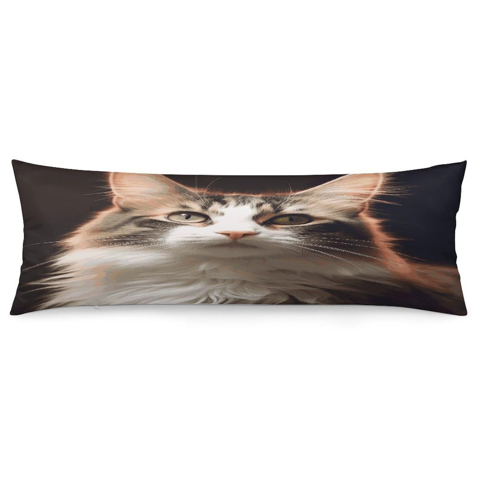 Cat Body Pillow Cover Long Body Pillow Pillowcase with Hidden Zipper Ultra Soft Polyester Pillow Cases Breathable & Silky Long Pillows Case Cover 19x53 in