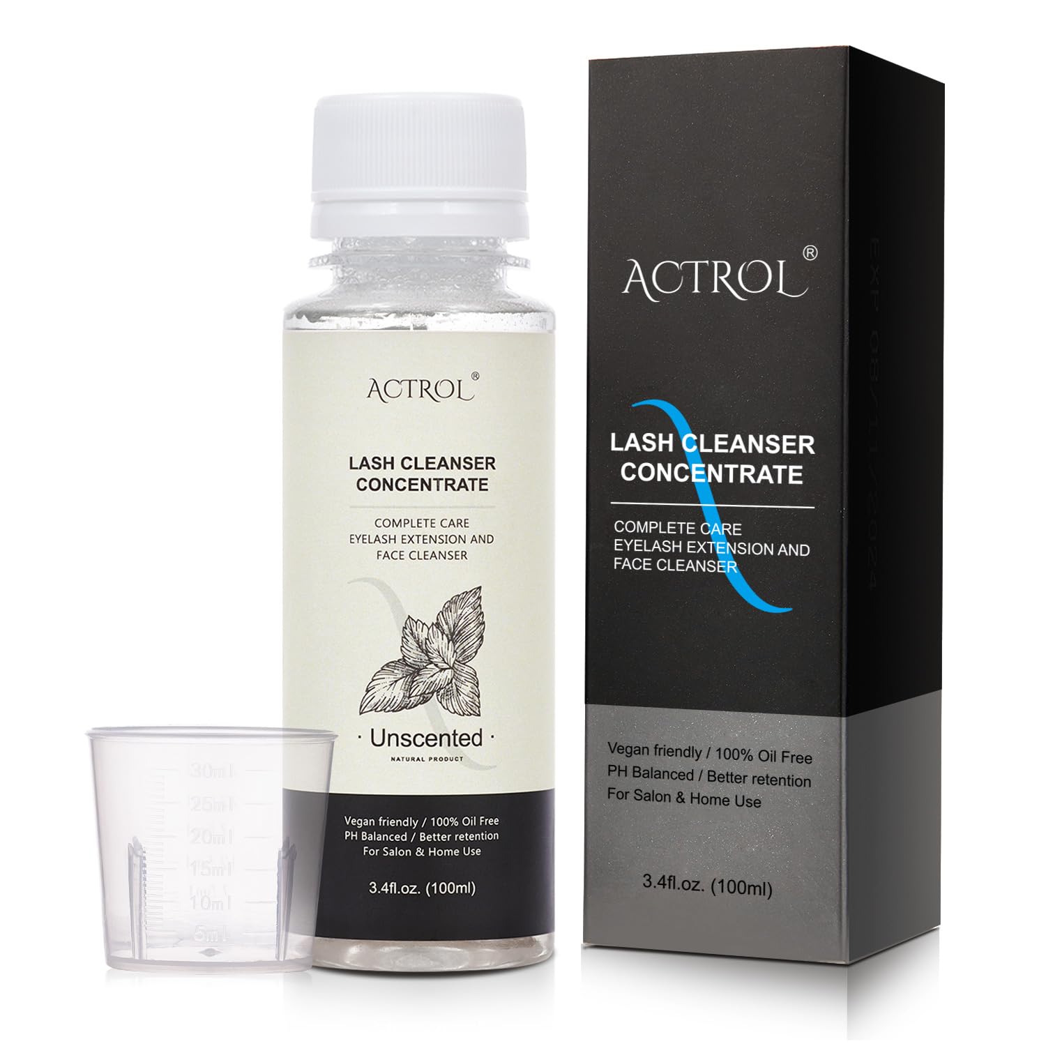 ACTROL Koncentrat do przedłużania rzęs, 100 ml, koncentrat do przedłużania rzęs, bezzapachowy, naturalny, pieniący się szampon, DIY, mycie do przedłużania rzęs z salonem, domowe środki pielęgnacyjne