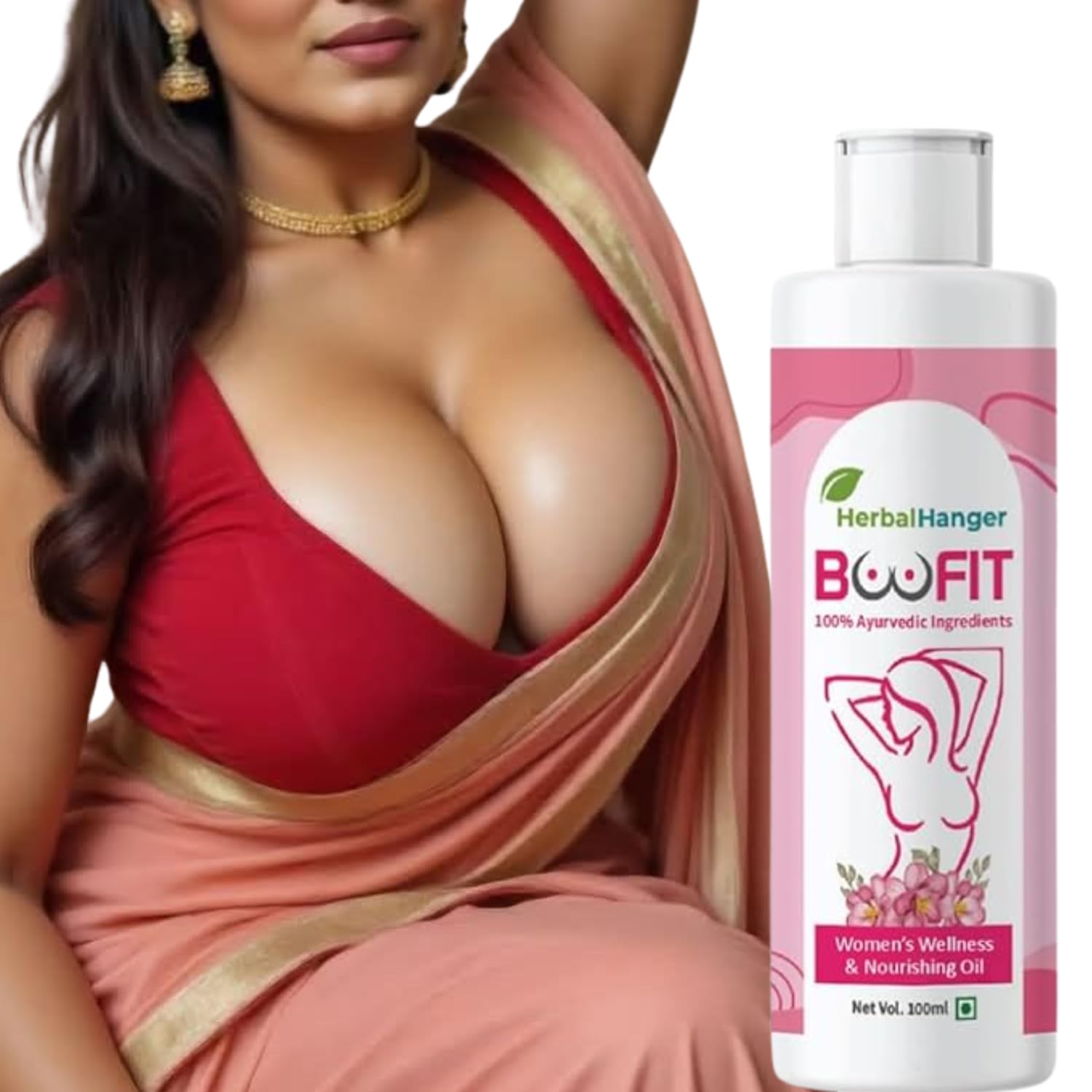 Herbal Hanger BooFit Women's Well.ness and Nourrishing Bre:ast Massage Oil, 100% Ayurvedic Ingredients, 100ml-image-9