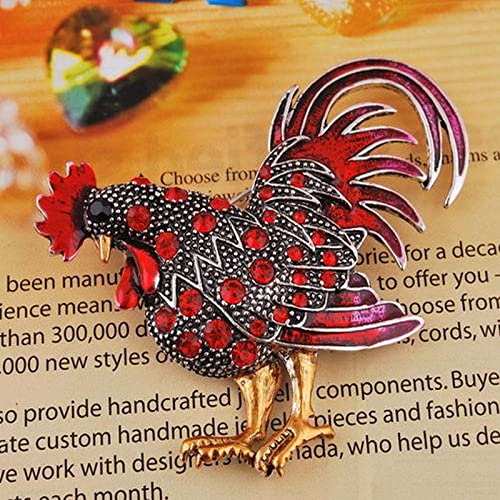 Brooches And Pins For Women Fashion Vintage Rooster Brooch Rooster Pin Lapel Brooch Rhinestone Animal Multicolor Realistic Unisex Clothes Backpack - Girl Christmas Brooch Bouquet (Yellow, One Size) #TOP2