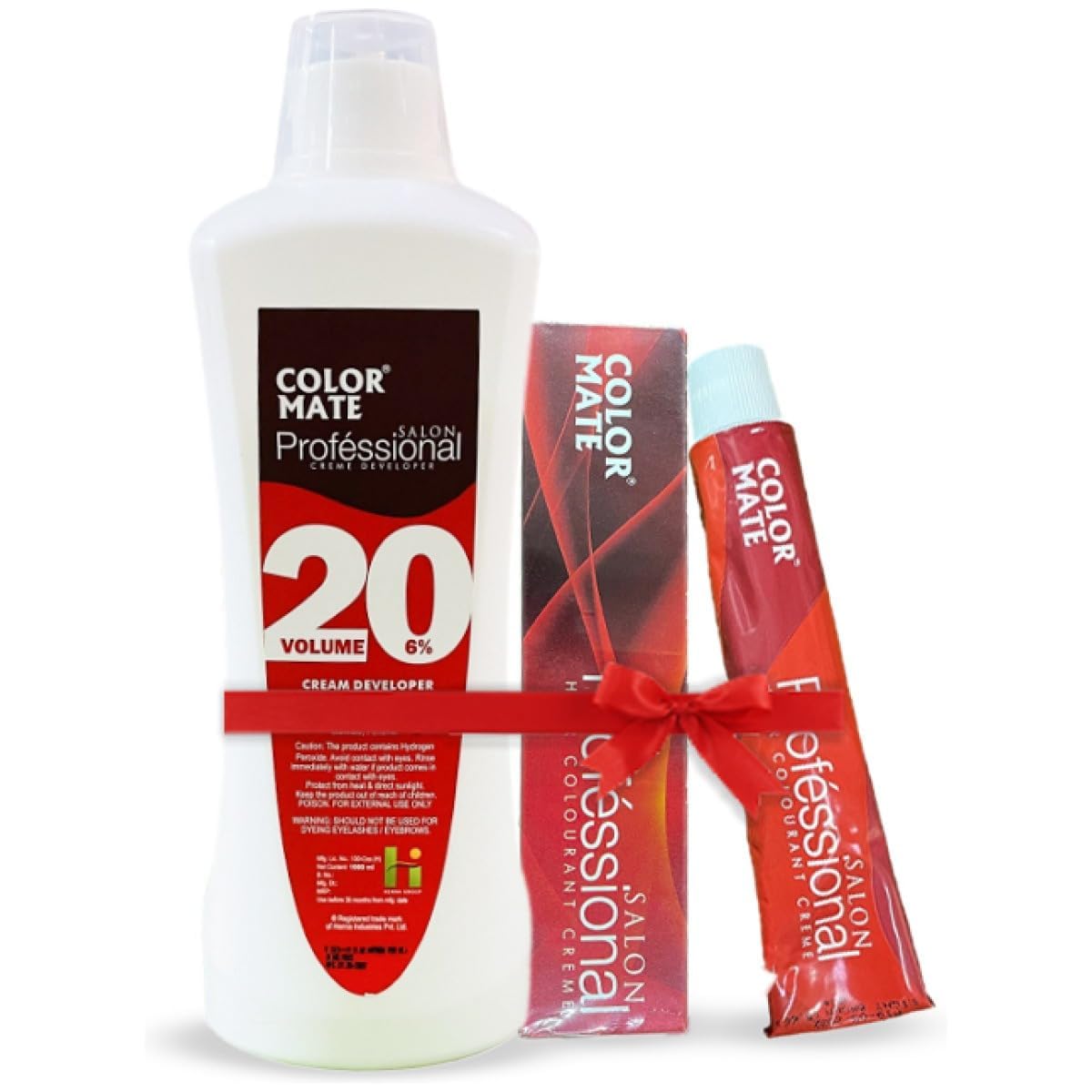 Color Mate Salon Professional hair colourant creme (2 tubes) 80g + Hair Colour Developer 20 Vol 6% | 1000 Ml COMBO. (copper brown 4.4)-image-46