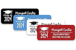 Graduation Address Labels 2024: Personalized Return Mailing Labels for Grad Party Invitations