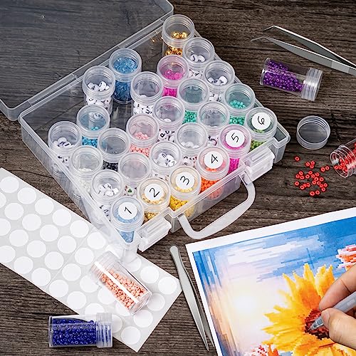JIZIYRUO 30 Grids Diamond Painting Storage Boxes, Clear Plastic Bead Storage Organizer Box - Image 2