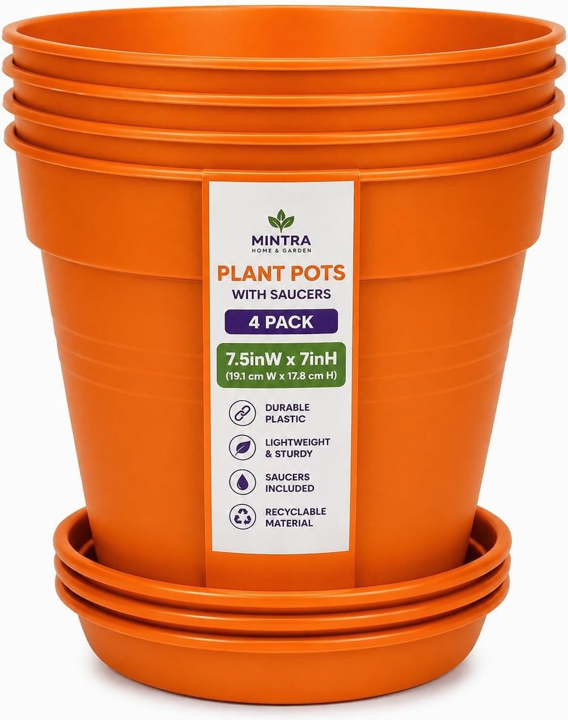 Amazon.com: Mintra Garden Pots, 4 Pack Bulk Plastic Plant Pots