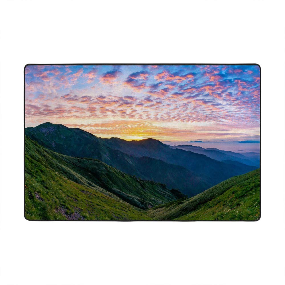 Tapis de salon paysage montagneux isolant en velours corail Ruchen 183x122cm confortable
