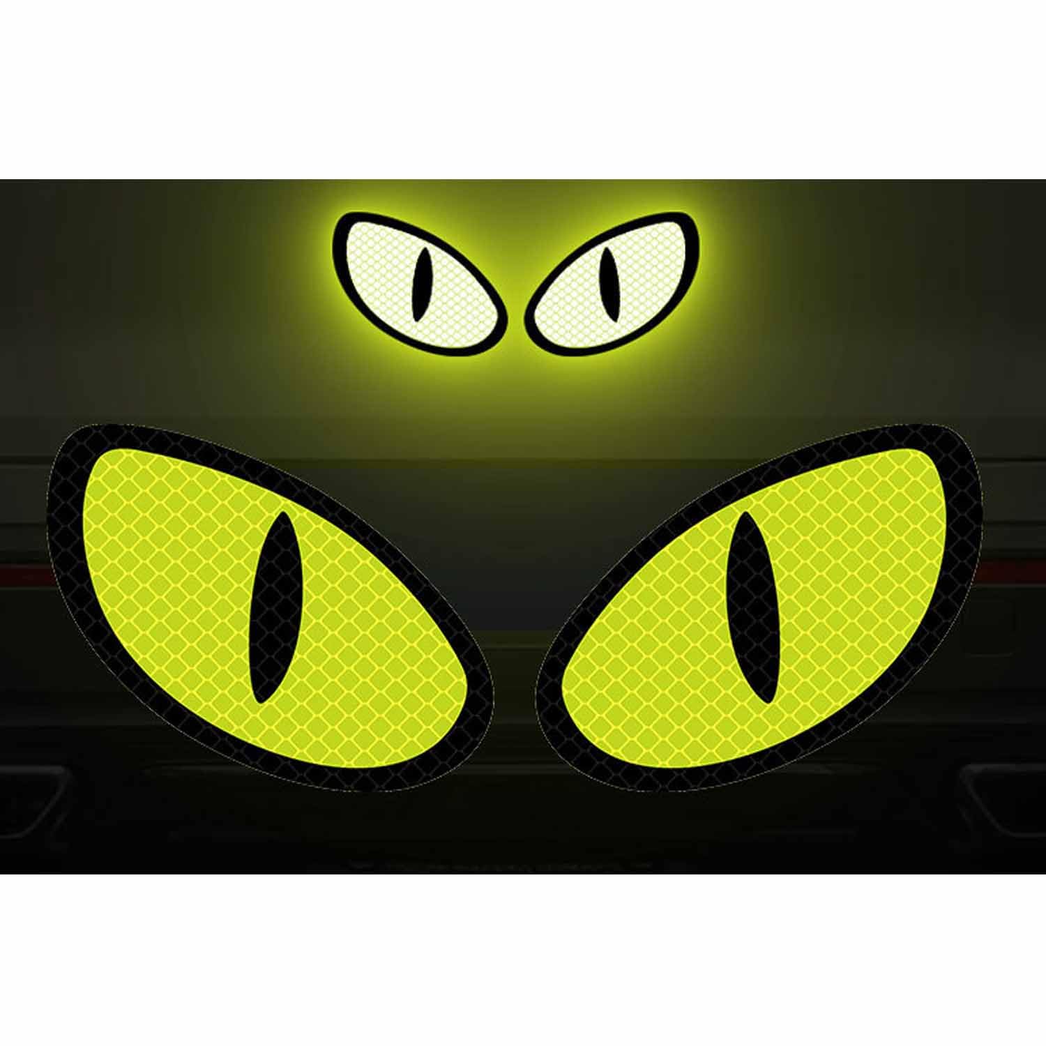 Fgelmyn 1 Pack Car Stickers Yellow Decals to Night Safety Driving,Motorcycle Helmet Stickers for Car Magnets Sticker Pack Halloween,Cute Reflective Stickers for Bumpers, Window, Laptop, Wall