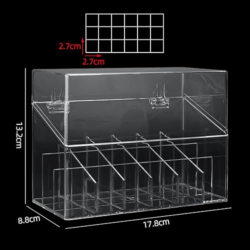Miniatura 2 de ATOMUS Estuche de exhibición para lápiz labial, 18 ranuras para lápiz labial, organizador de almacenamiento con cubierta antipolvo, acrílico