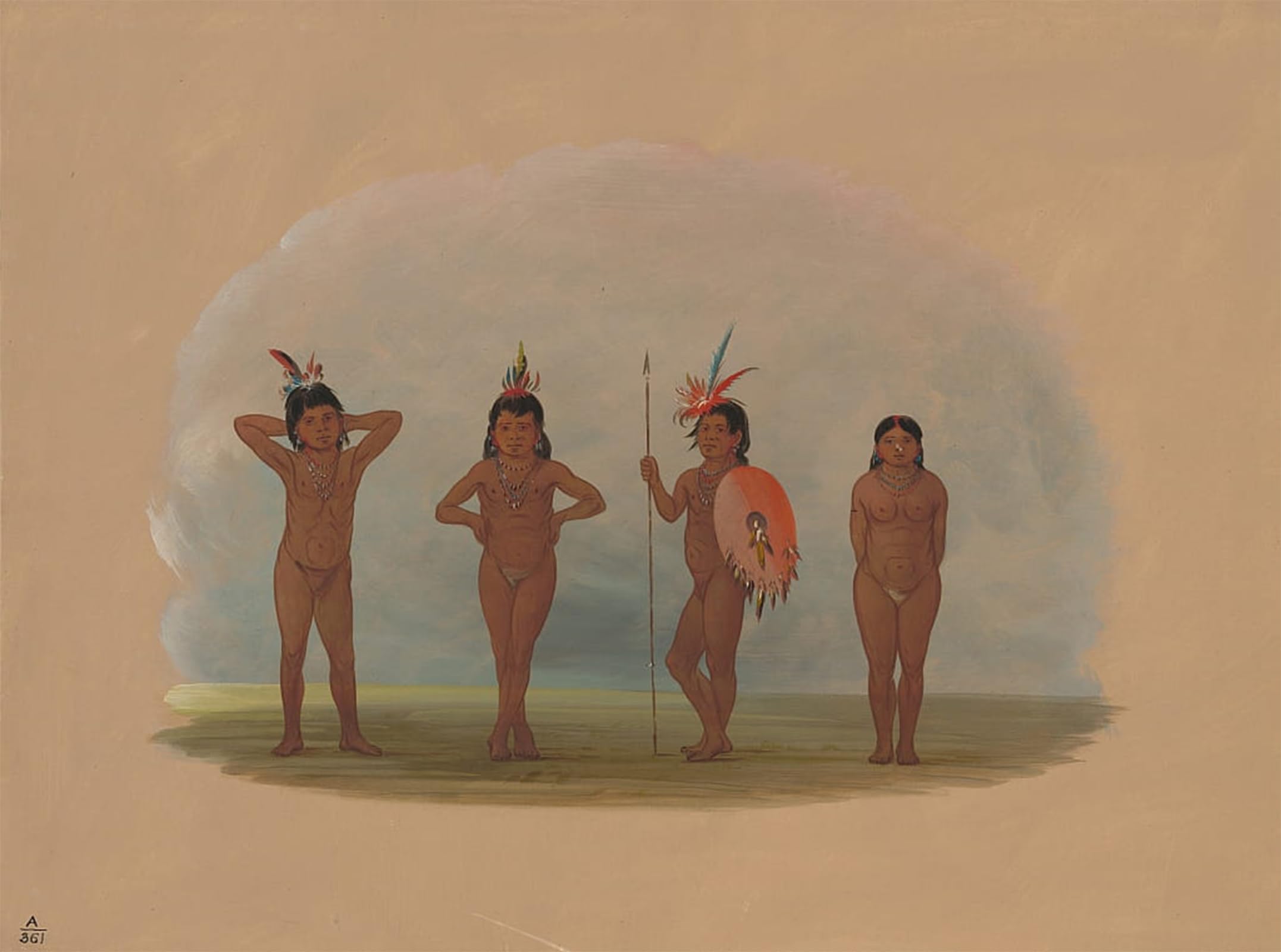 SERENDIPITP Vintage Wall Art Canvas Nordic Poster Canvas Print Picture Four Zurumati Children by George Catlin Wall Art Poster for Home Decor 60x90cm