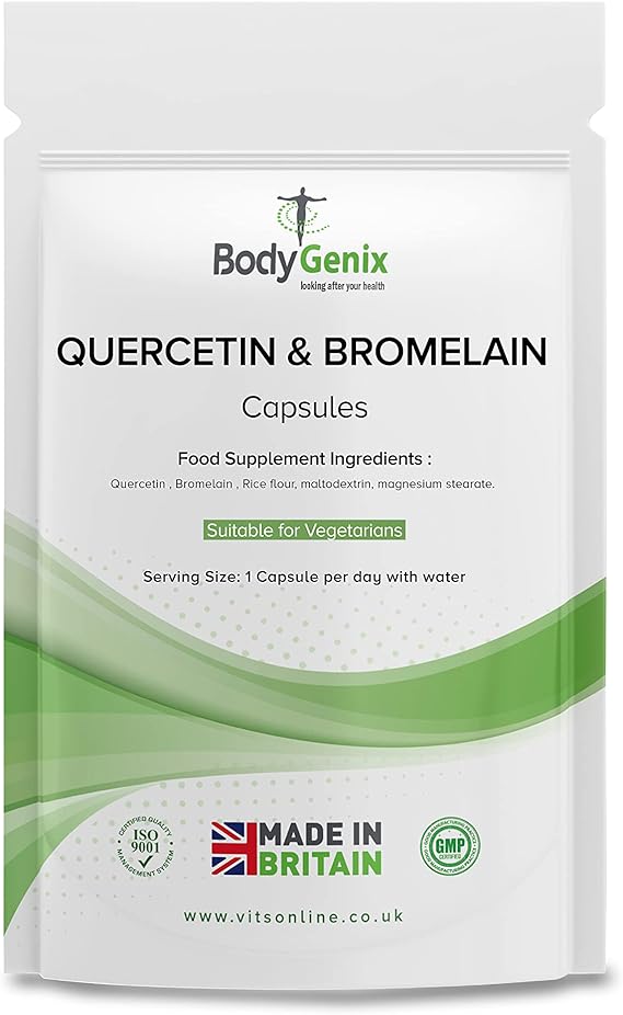 Quercetin & Bromelain Veg Capsules Bodygenix UK Immune Booster, Swollen