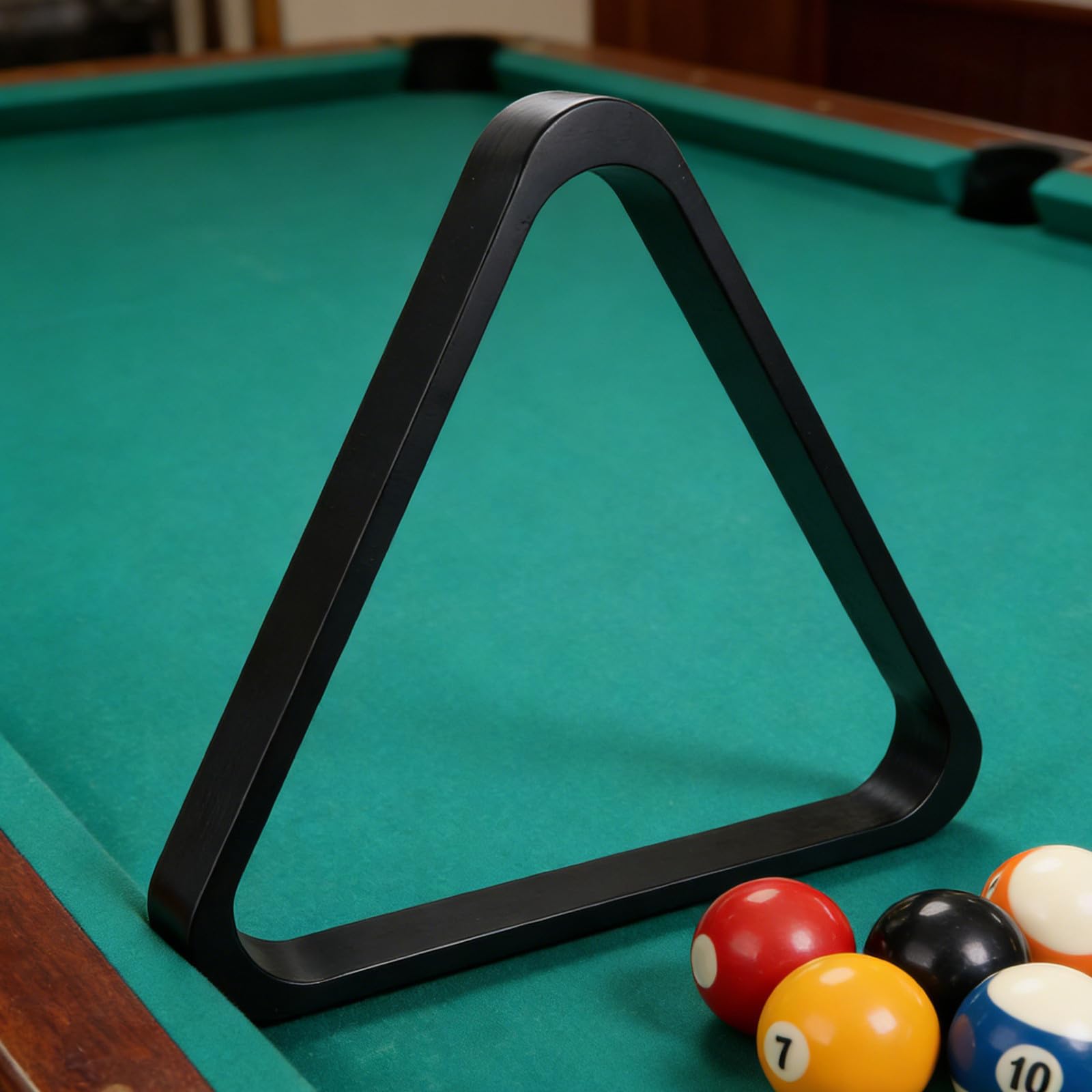 Support Triangulaire de Billard en Bois Massif Noir, Kit Élégant pour Placement Fluide et Entretien Facile, pour Soirées à Domicile
