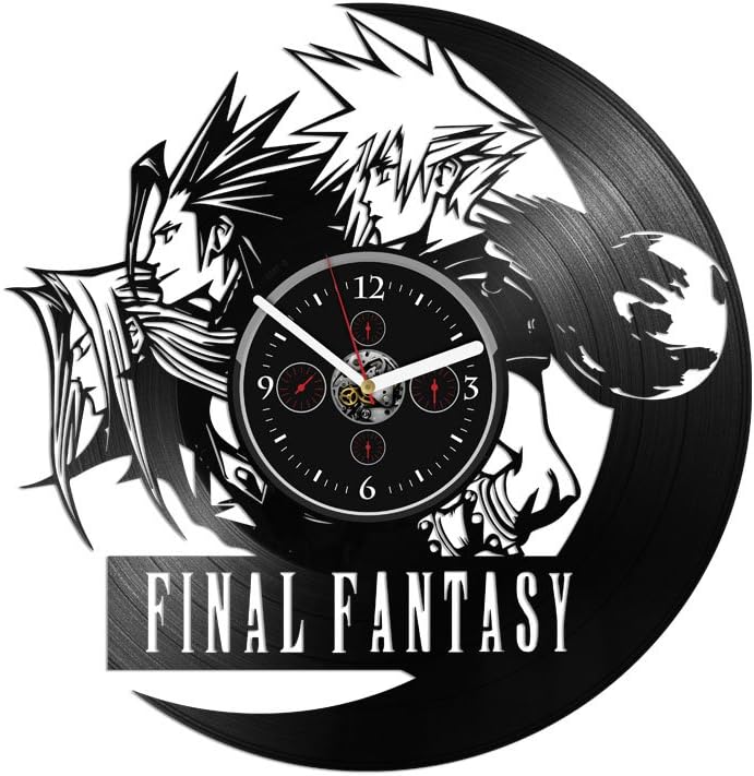 Fantasy Vinyl Record Wall Clock 12 Inch Black Gift for Gamer Fantasy Art