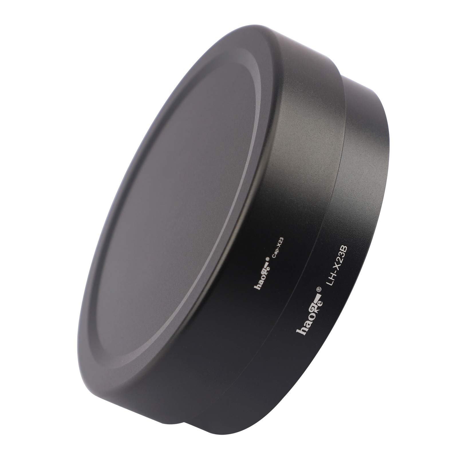 Haoge LH-X23B Gegenlichtblende aus Metall für Fujifilm Fuji Fujinon XF 23 mm F1.4 R, XF 56 mm F1.2 R und XF 56 mm F1.2 R APD Objektiv ersetzt Fuji LH-XF23 Objektivschirm mit Metallkappe Kit
