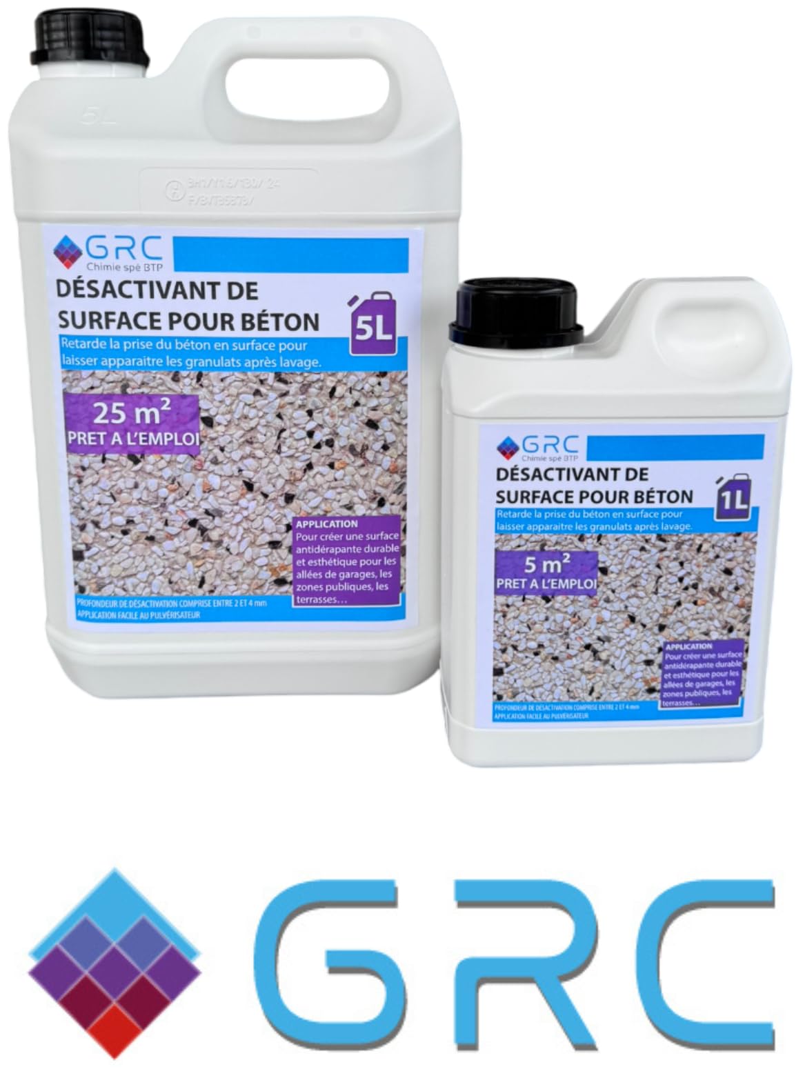 Desactivador de superficie de hormigón GRC – Retarda el enchufe para hormigón lavado 2-4 mm – Listo para usar – 10L para ~50 m² – Fácil aplicación en pulverizador – Superficie estética y