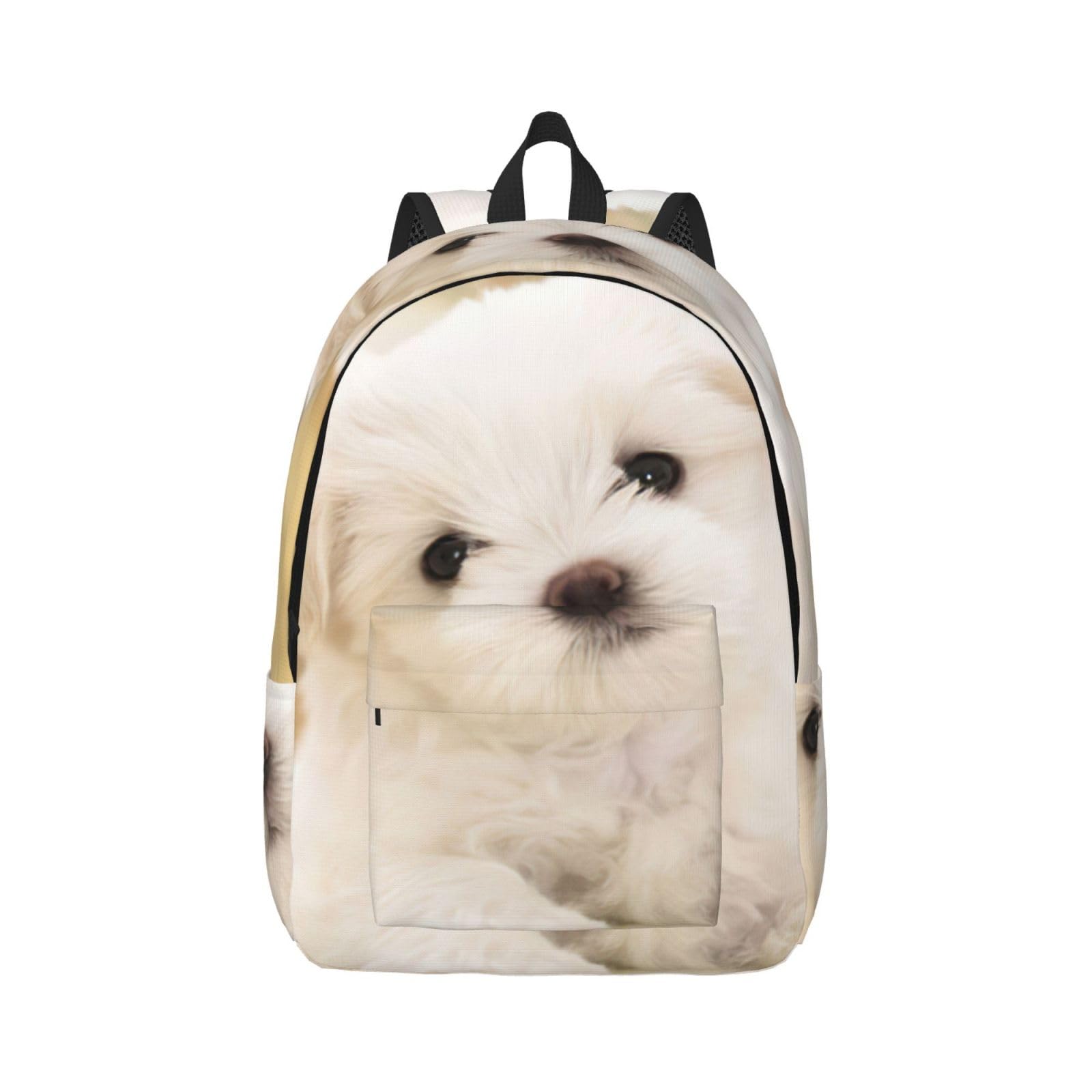 Mochila de viaje para mujer con estampado de cachorro maltés 8