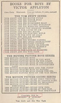 Hardcover Tom Swift and His War Tank; or Doing His Bit for Uncle Sam. Tom Swift Series Book