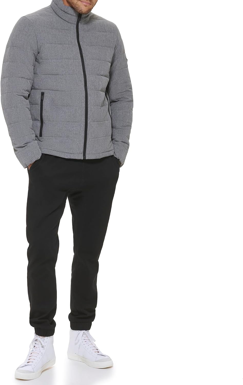 DKNY Men's Light-weight Quilted Stand Collar Puffer Jacket