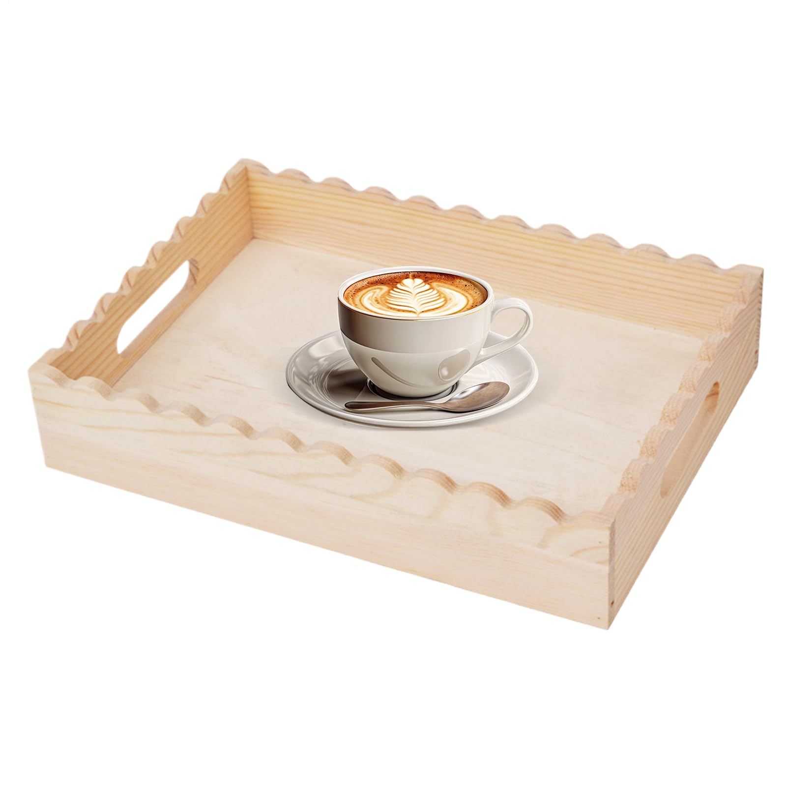 Bandeja decorativa rectangular de madera con diseño de mango 1