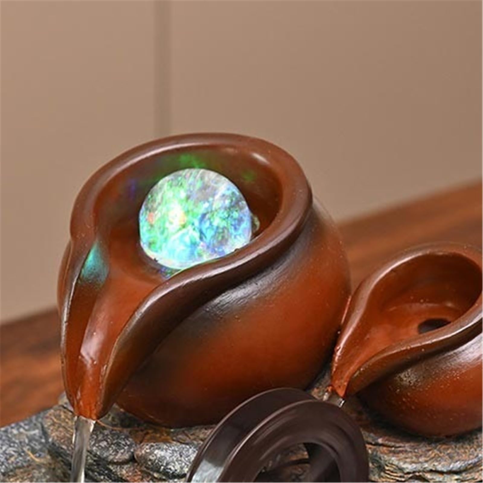 Fuente de Mesa Decorativa para Interior, Fuente de Agua con Cascada, de cerámica, Feng Shui Zen, decoración para salón, Dormitorio, Oficina, 26 x 19 x 20 cm