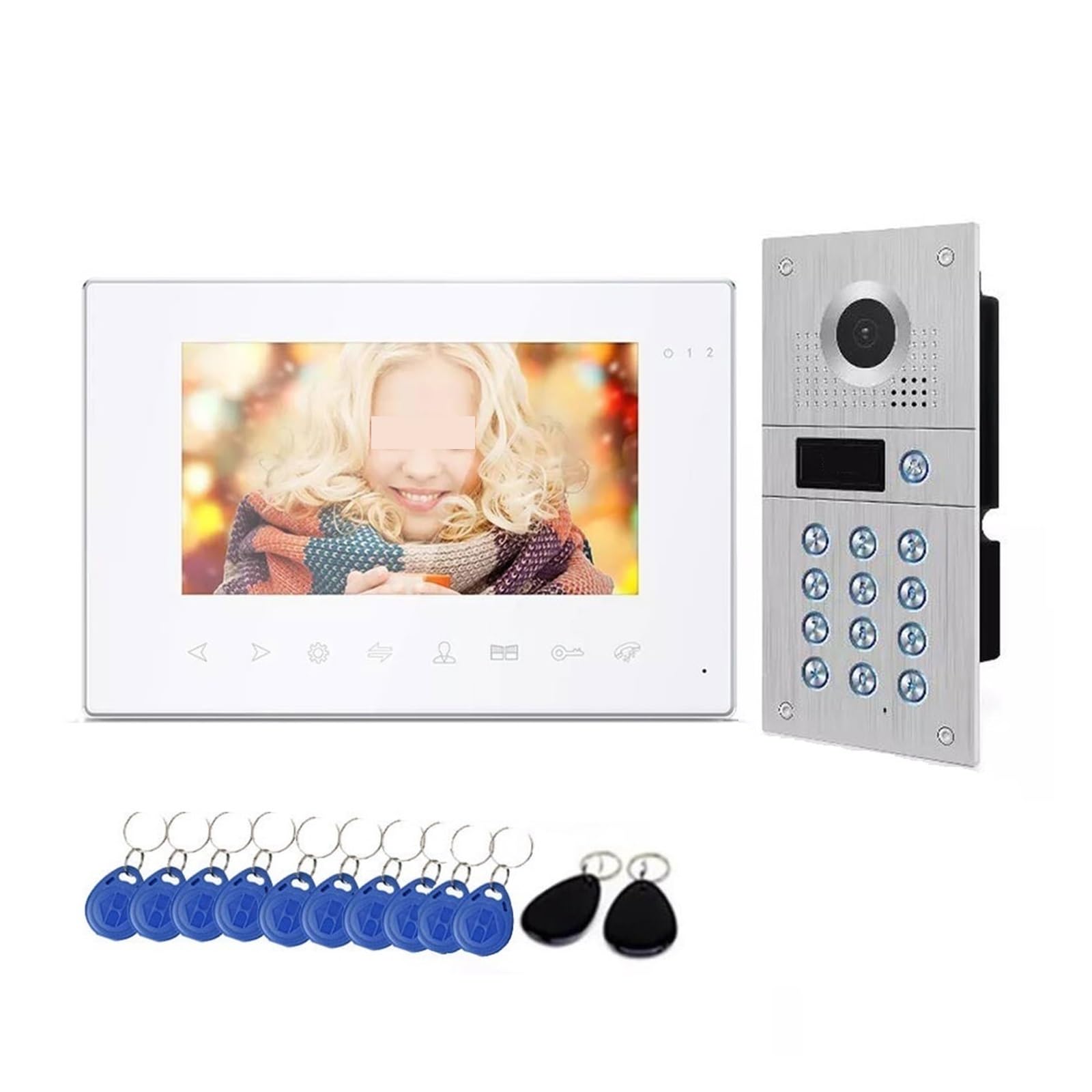 Sonnette sans fil Interphone Vidéo WiFi Sonnette Caméra HD 7 Pouces Sécurité À Domicile Porte Vidéo Système De Contrôle D'accès APP/déverrouillage De Carte Magnétique pour le bureau de l'école à domic
