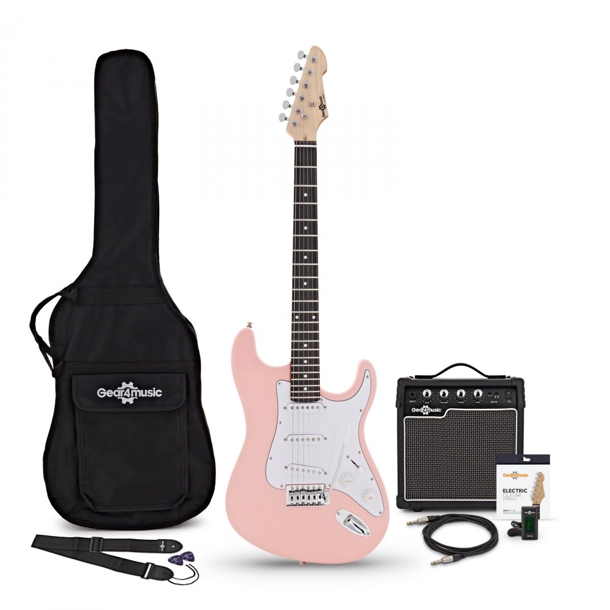 Chitarra Elettrica LA Rosa, Ampli 10W e Accessori | Corpo Leggero e Comodo, Ampli Portatile con EQ 2 Bande e Uscita Cuffie, Corde di Ricambio e Accordatore Inclusi