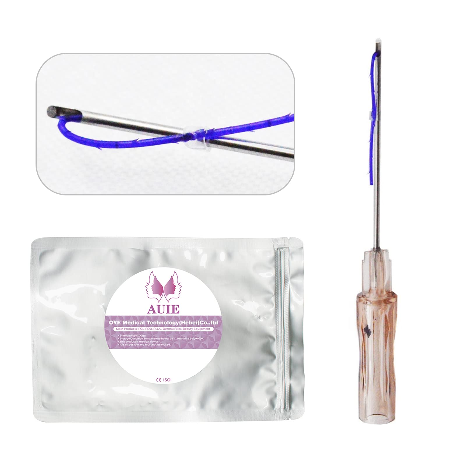 elvesPDO COG Threads for Fox Eye Lift (L21G60)/ Mini Barbed Pdo Threads for Face Lift 4D 360R Bidirection/L Blunt Tip/ 10pcs