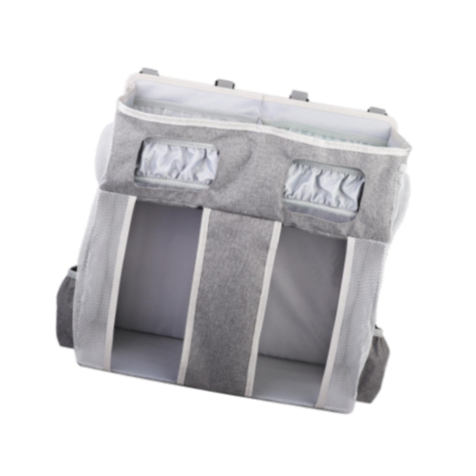 perfk Organizador de pañales colgante, organizador de guardería, cunas espaciosas, porta biberones, cambiador para niños y niñas, juguetes, bolsa de, Gris