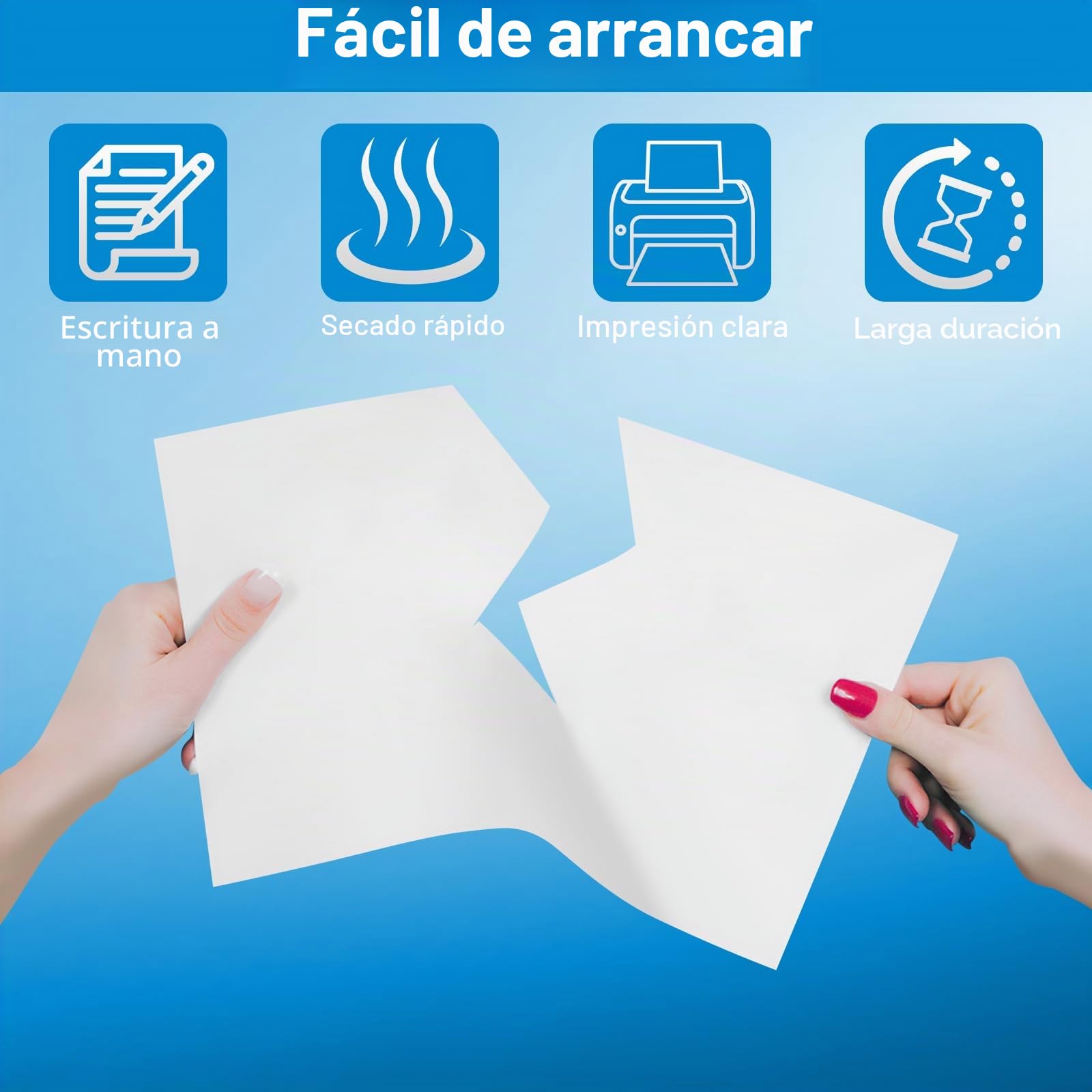 100 hojas de papel térmico A4 para impresora portátil, papel A4 impresora, hojas térmicas, secado rápido, diseño sin atascos, para fotos, recibos, memo file, 210 x 297 mm