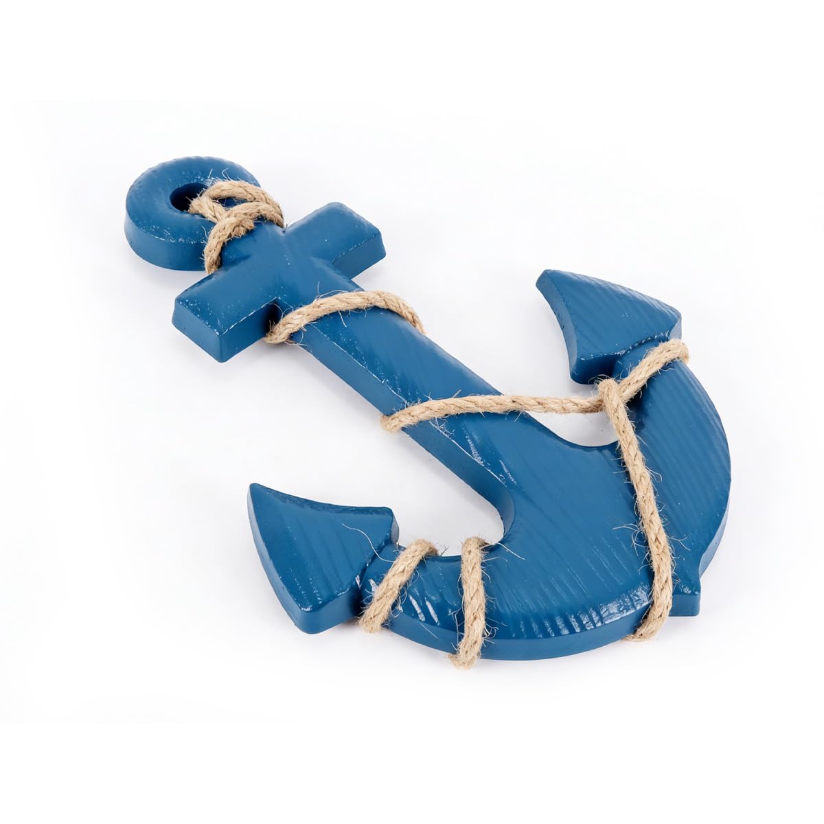 Gutol Set di decorazioni nautiche in legno da 2 pezzi: timone da 28 cm e ancora da 33 cm con corda per decorazioni da parete e da appendere alla porta