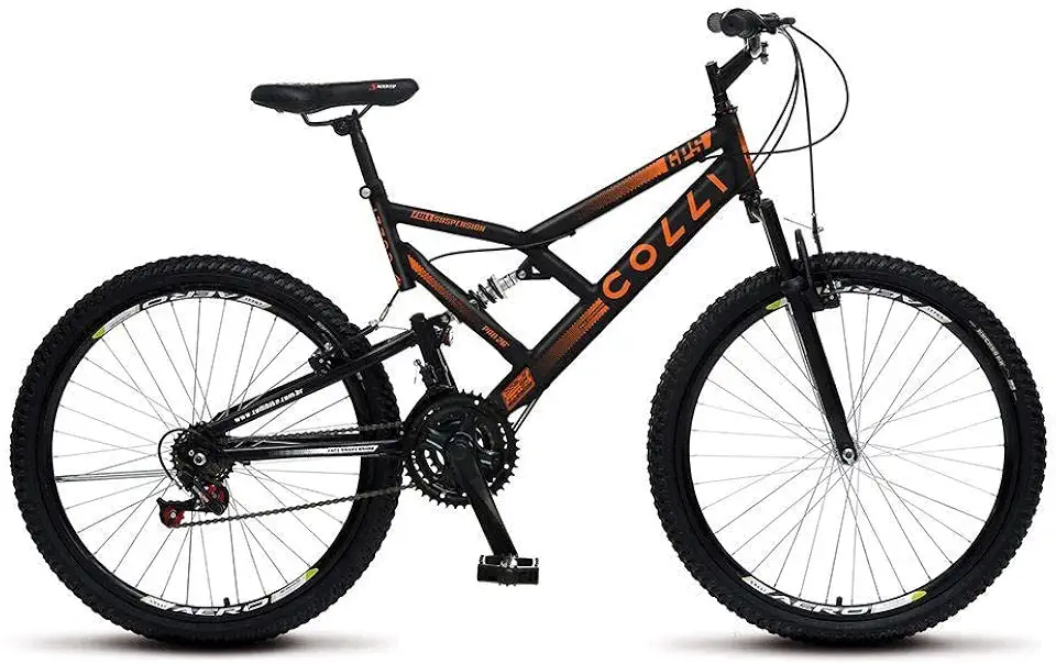 Colli Bike, Bicicleta GPS 148 Dupla Suspensão e Freios V-Brake, Aro 26 Aero, 36 Raias, 21 Marchas