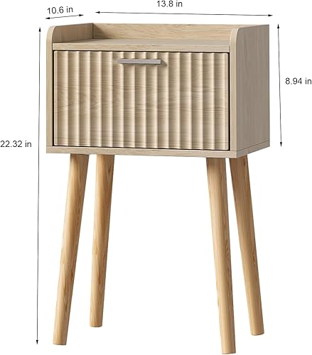 Miniatura 39 de LAATOOREE Mesita de noche, juego de 2 unidades, mesa auxiliar pequeña con puerta de ratán, estilo bohemio para dormitorio, sala de estar, color