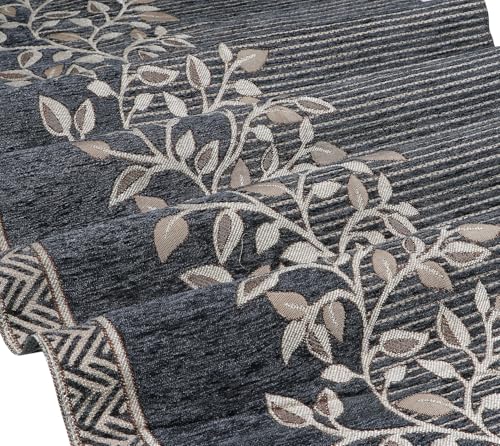 Image of Nendle Premium Chenille Floral Sofa Mat Arms Cover Only - Soft & Durable Protector for L Shape /Standard Sofa Set (58 cm, Grey, 1 Piece)