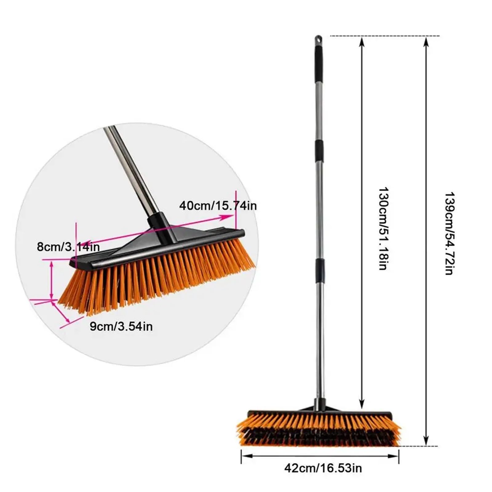 Besen Draußen Besen mit harten Borsten, Schrubber mit steifen Borsten, tragbare Kehrbürste for den Außenbereich, for Fußböden, Duschreinigungsbürste, Bodenschrubberbürste(40cm)