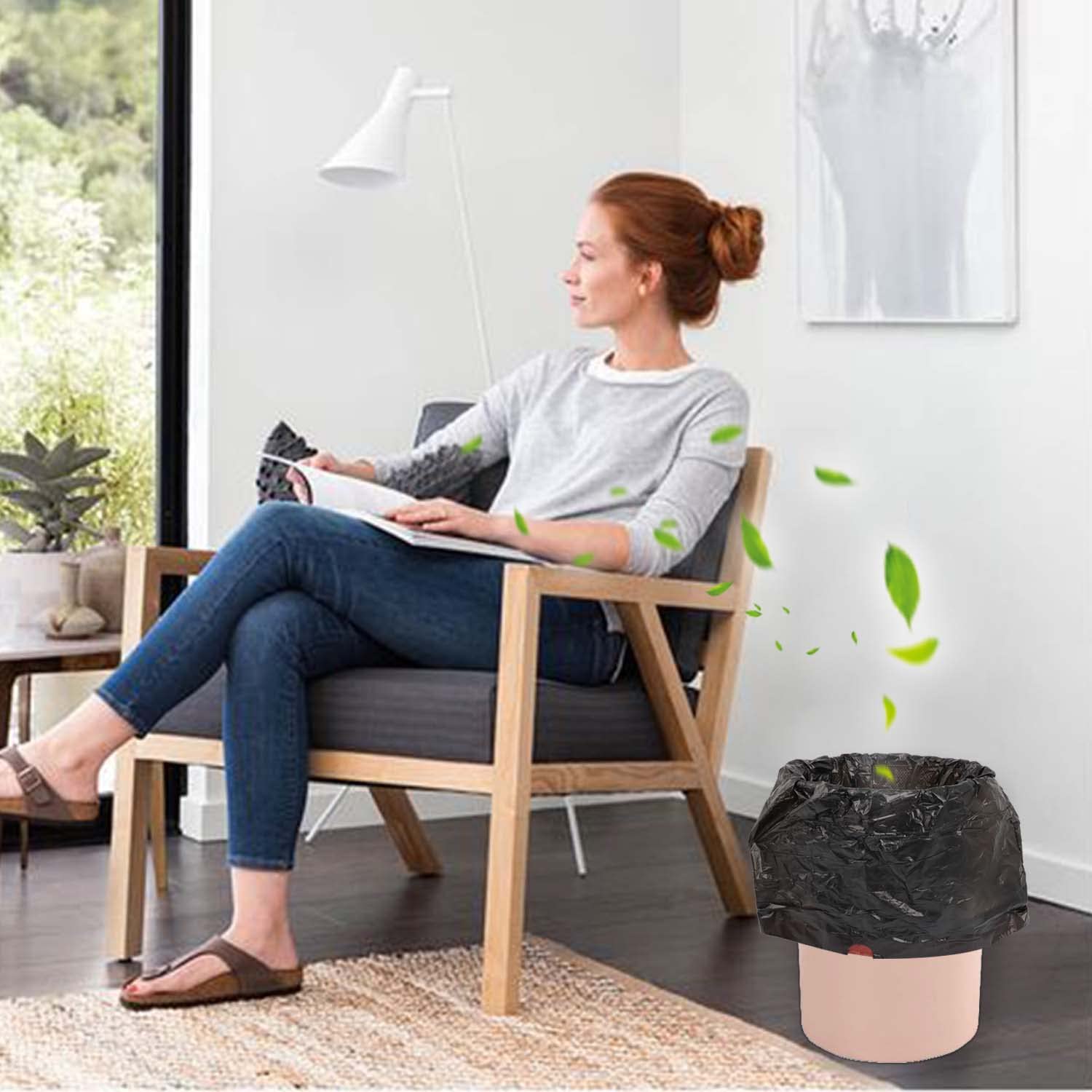 AiTodos® Worki na Śmieci z uszami 45L, 60szt, 60x70 cm, Czarne, Materiał PE | 6 Rolek po 10 szt. Ekstra mocne, Szczelne, Odporne na rozdarcie, do Koszy z Pedałem i Biura.