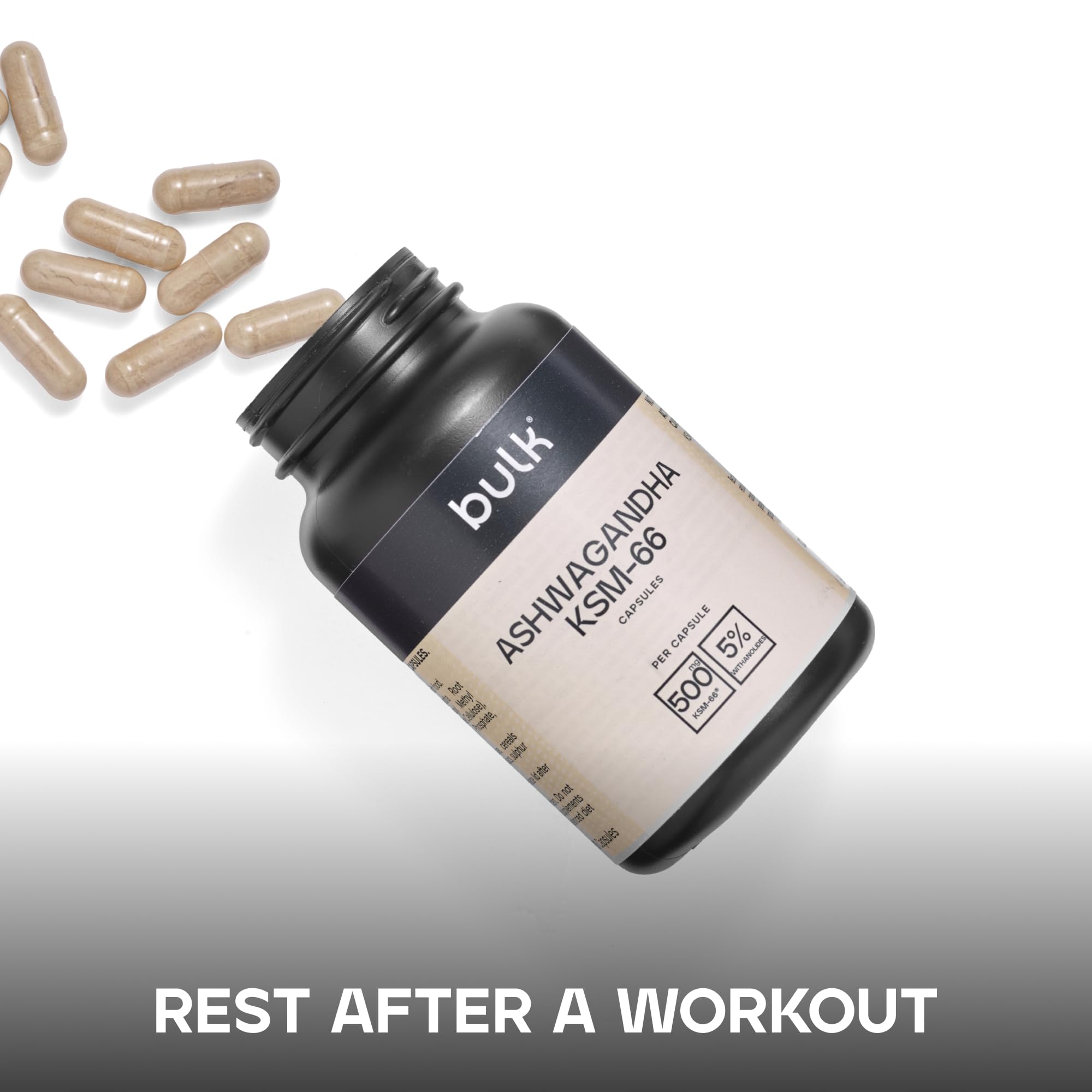 Bulk Ashwagandha KSM-66 Capsules, 500 mg, Pack of 30, 30 Servings, Packaging May Vary