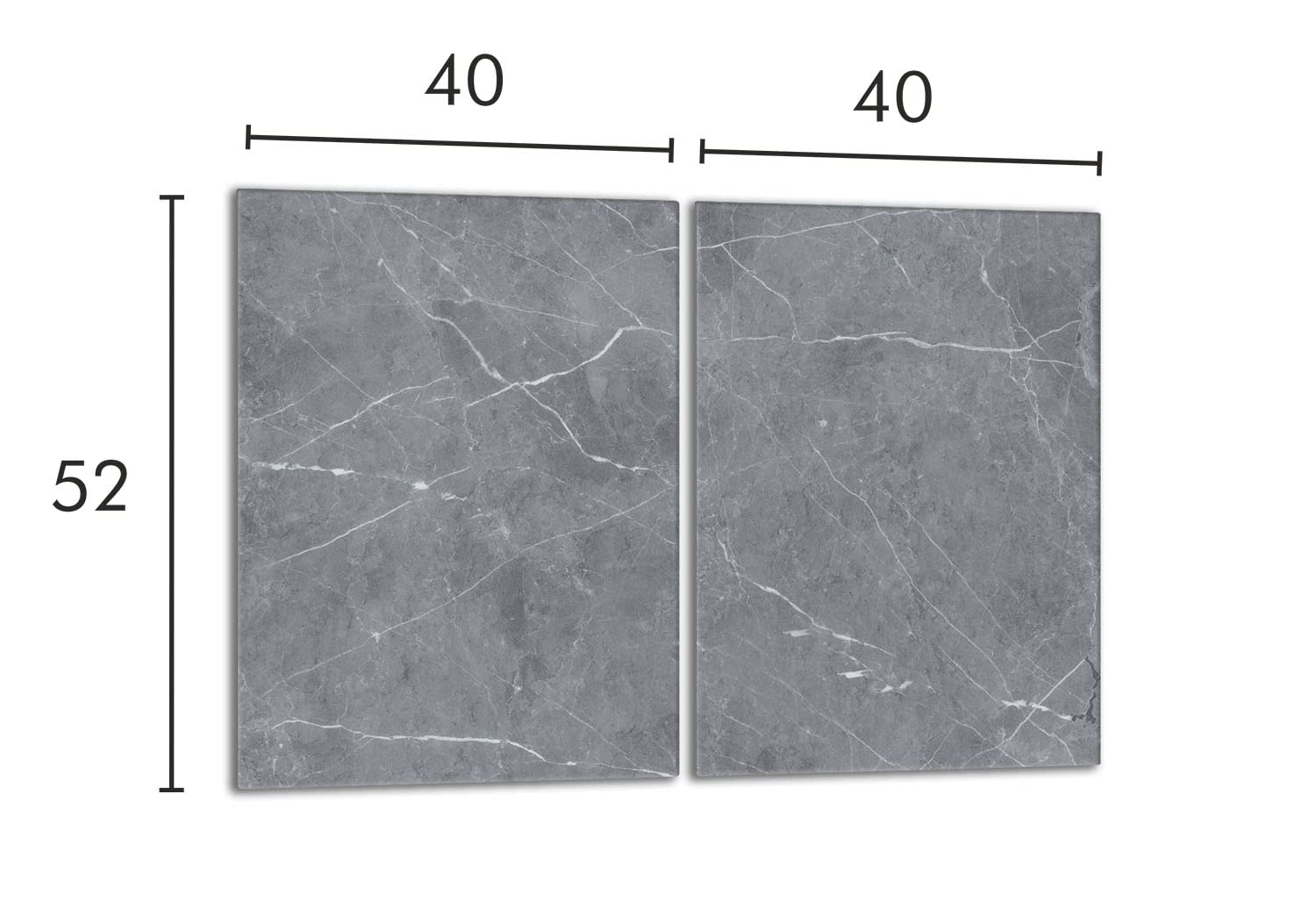 Tabla de cortar decorativa de cristal templado y cubre vitro, Placa protectora de vitrocerámica 40 x 52 cm 2 piezas, para inducción, protección contra salpicaduras, decoración, MÁRMOL