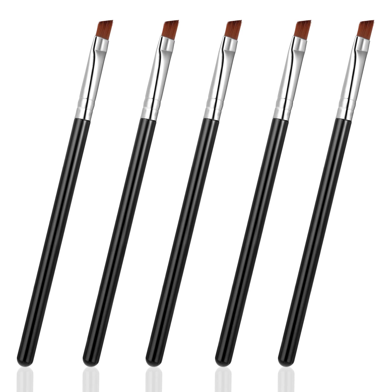 WLLHYF 5Pcs Angled Eyeliner Brush, Fine Slanted Flat Angle Eye Liner Eyebrow Brush Eye Makeup Brush Soft Fibers Synthetic Bristles Eye Makeup Tool