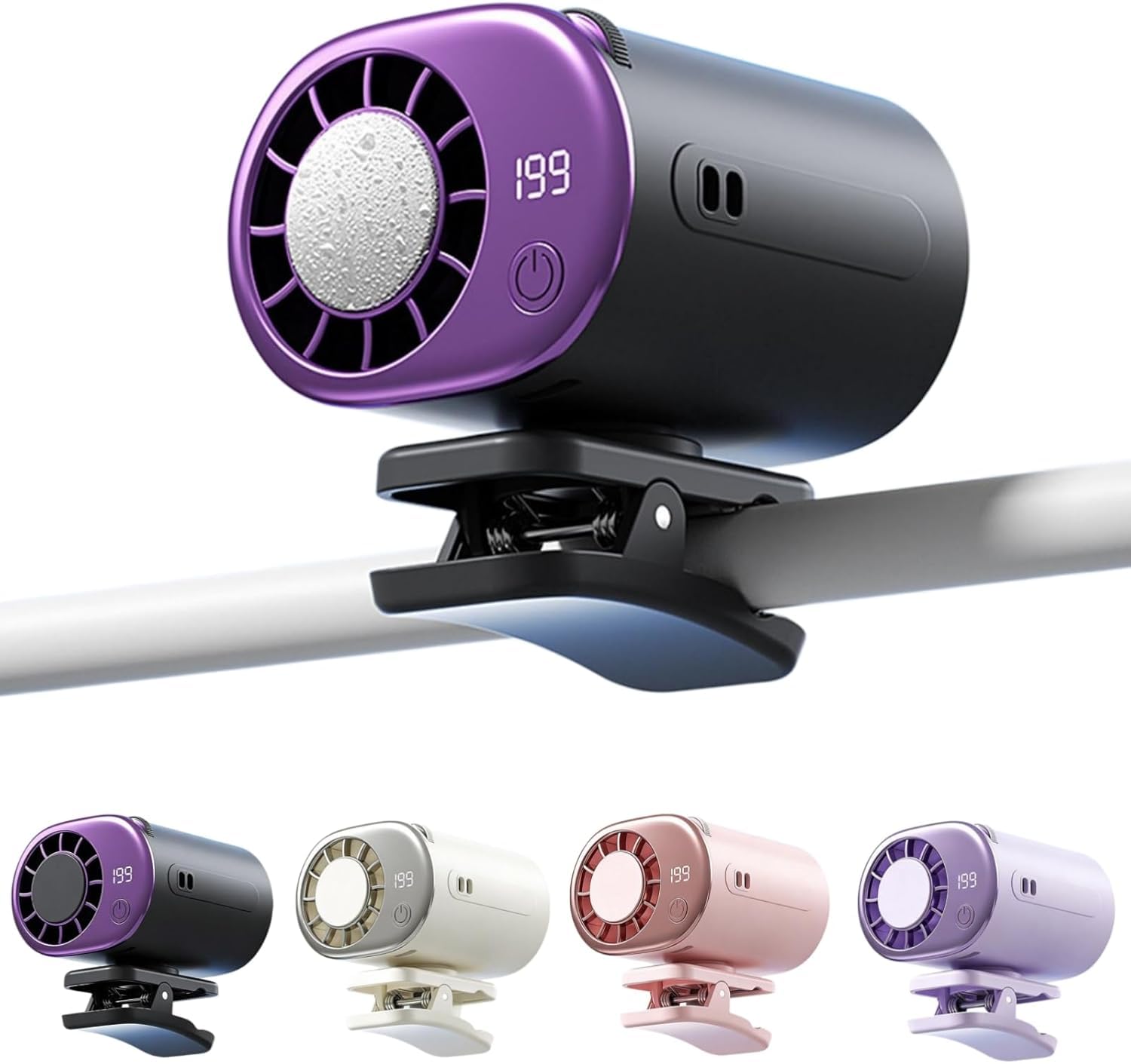 SDYAYFGE Mini Air Conditioner for Car, 360° Rotatable 199 Speeds Fan Clip On with Wide Clamp, Personal Fan for Work,Black